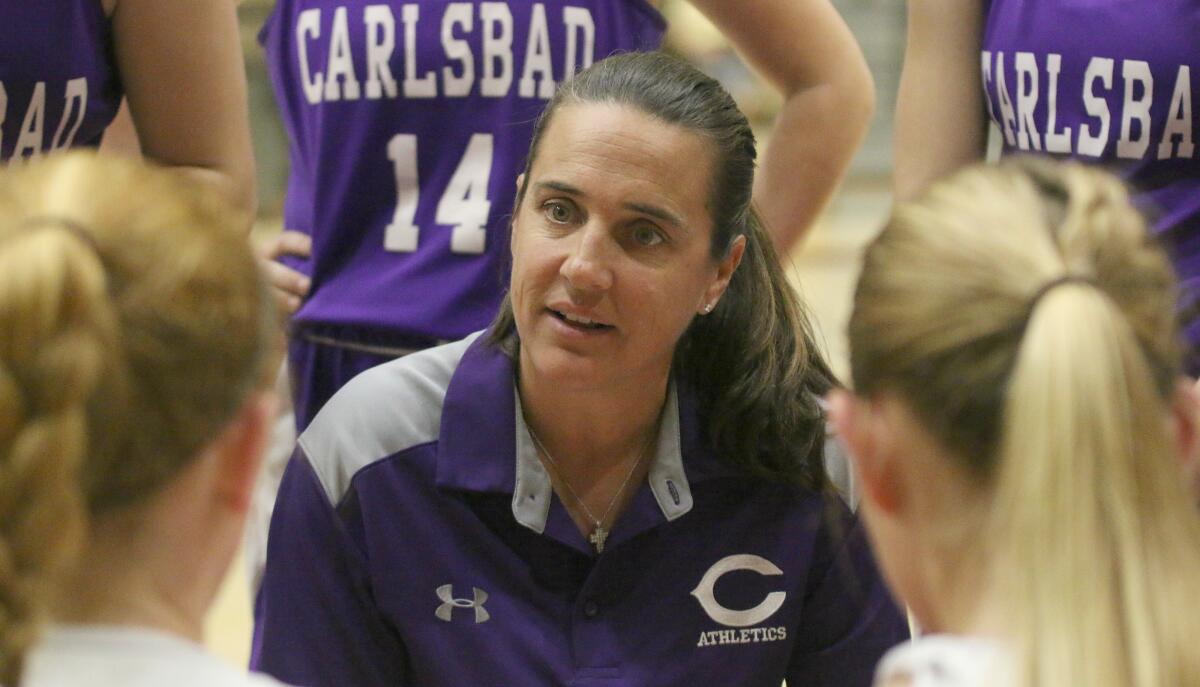 Carlsbad girls' basketball coach Donna Huhn
