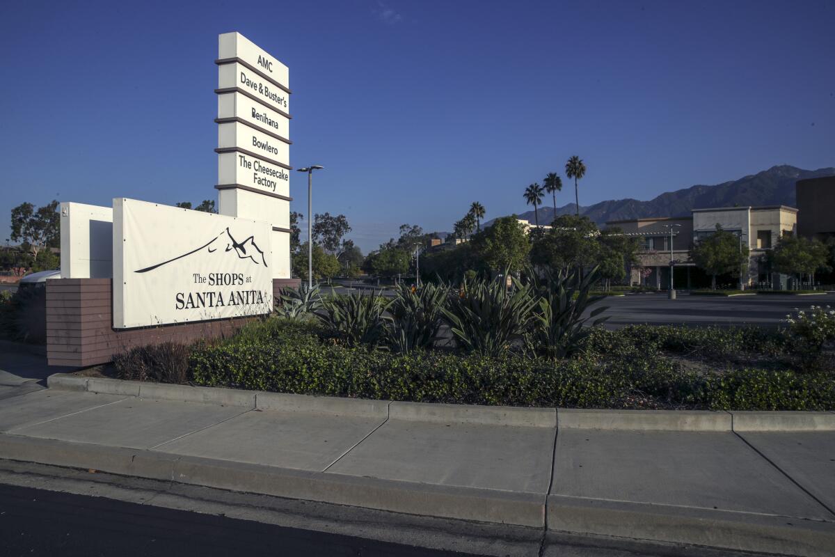 A sign reading 'The Shops at Santa Anita'