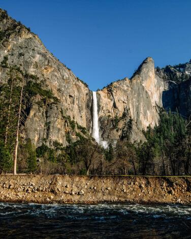 A waterfall in Yosemite.