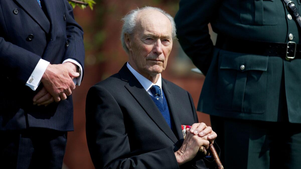 Joachim Ronneberg, 93, attends a wreath-laying ceremony in his honour at the SOE agents monument in central London on April 25, 2013, for leading the SOE operation Gunnerside where Norwegian soldiers destroyed the German occupied Heavy Water Plant in Vemork, Norway.