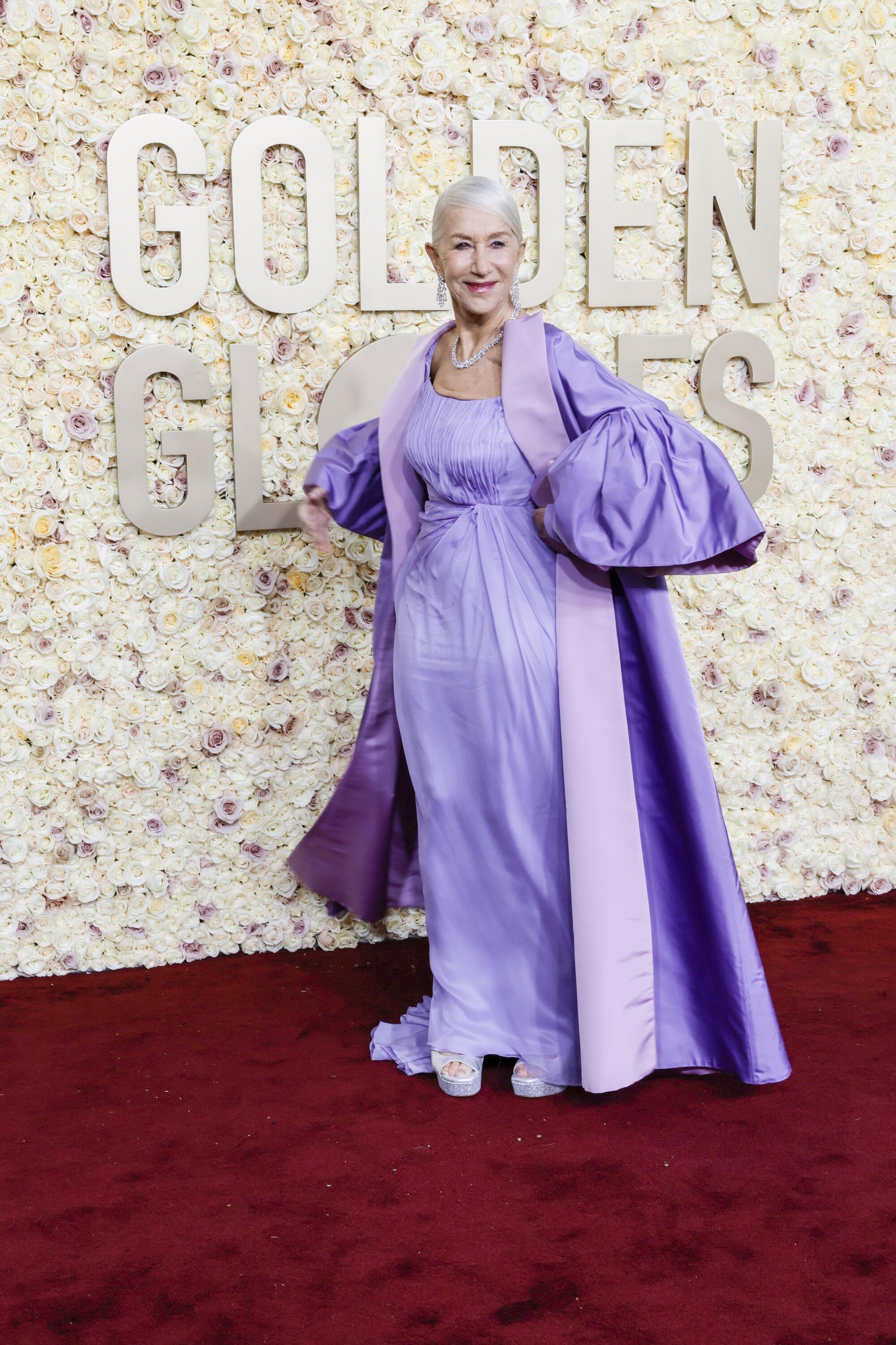 Helen Mirren attends the 81st Golden Globe Awards at the Beverly Hilton.