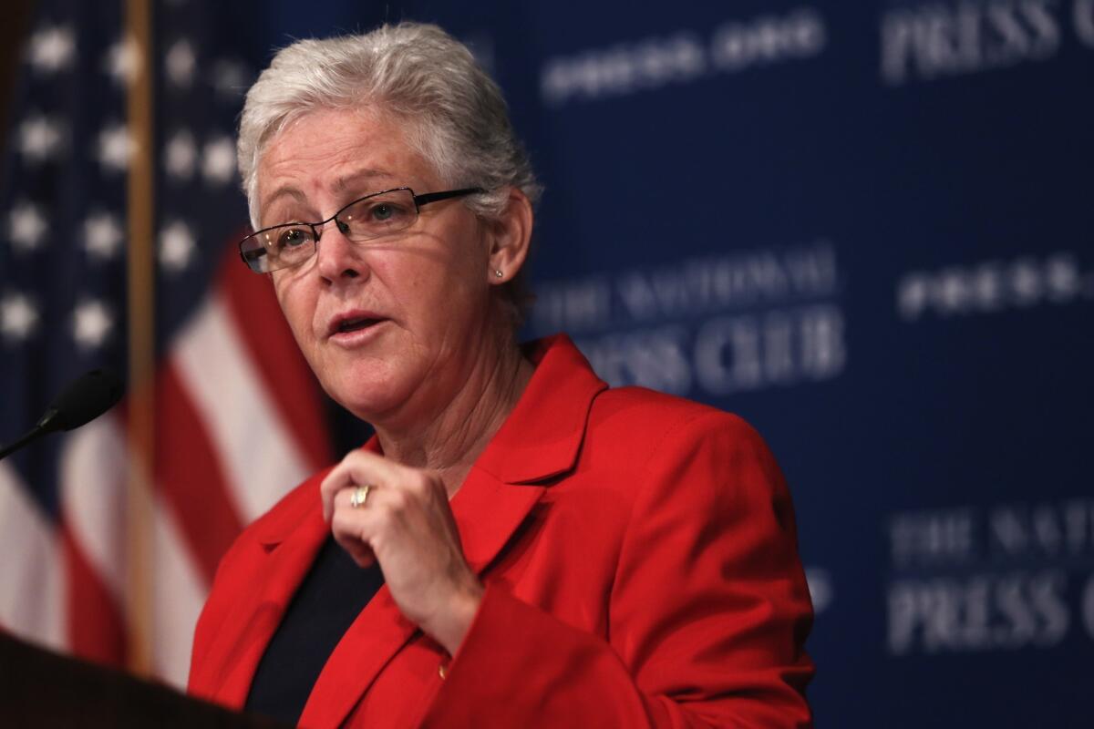 Environmental Protection Agency Administrator Gina McCarthy speaks at the National Press Club in Washington, D.C.