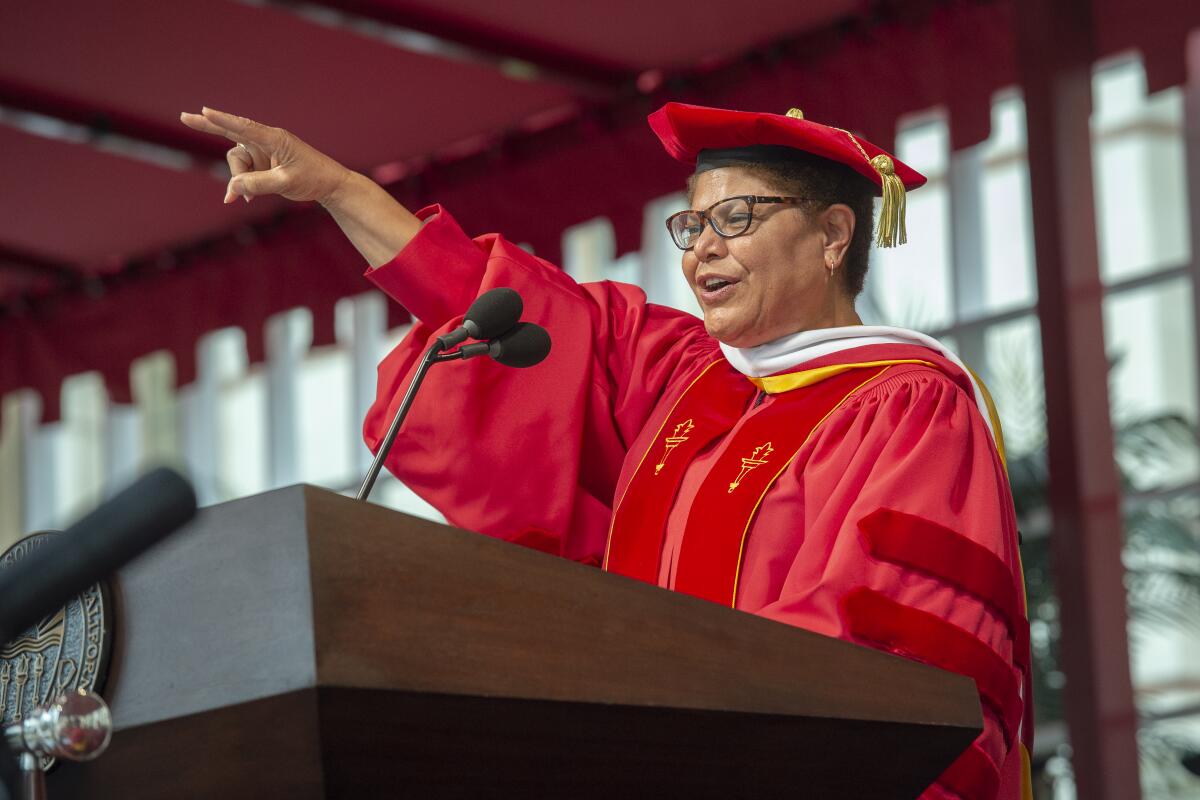 U.S. Rep. Karen Bass delivers the 2019 commencement address at USC.