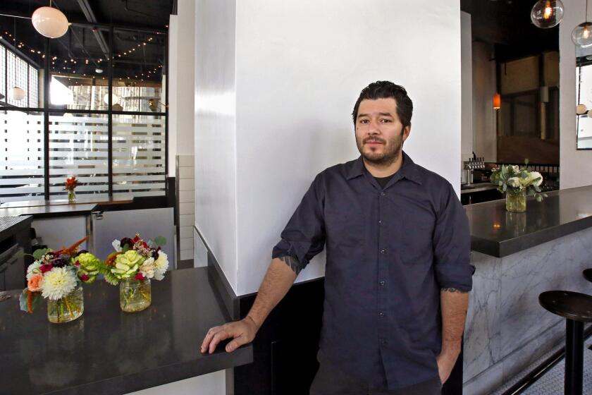 Chef Josef Centeno poses for a portrait at Pete's in downtown Los Angeles on Oct. 13.