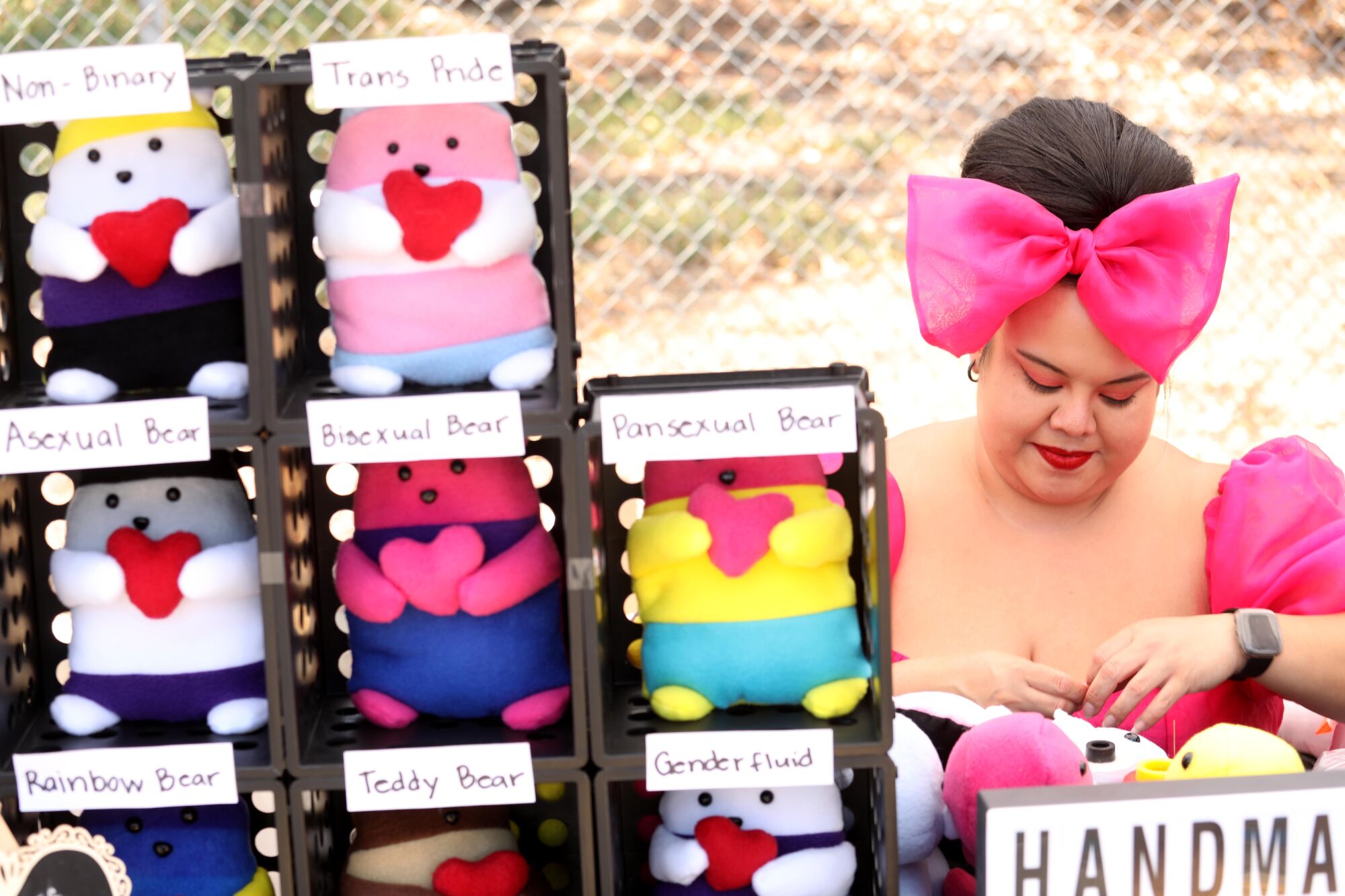 Mariah Sut sells her handmade Pride Bears at the Queer Mercado.