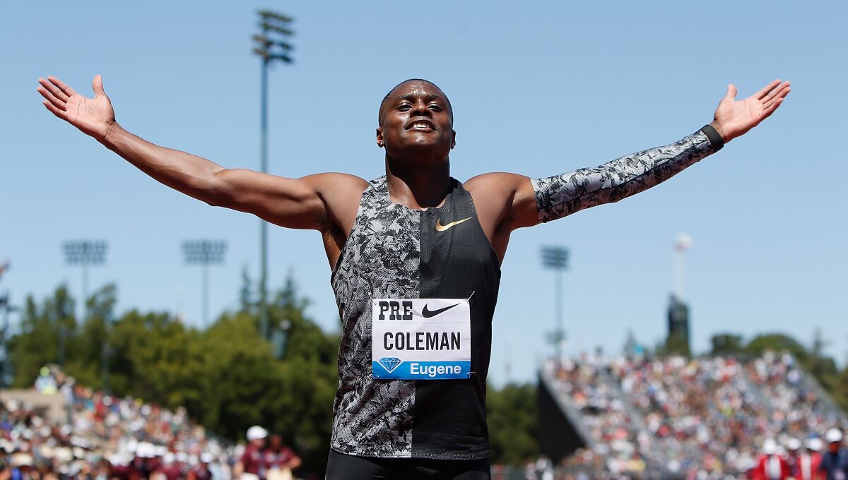 Christian Coleman at 2019 Prefontaine Classic