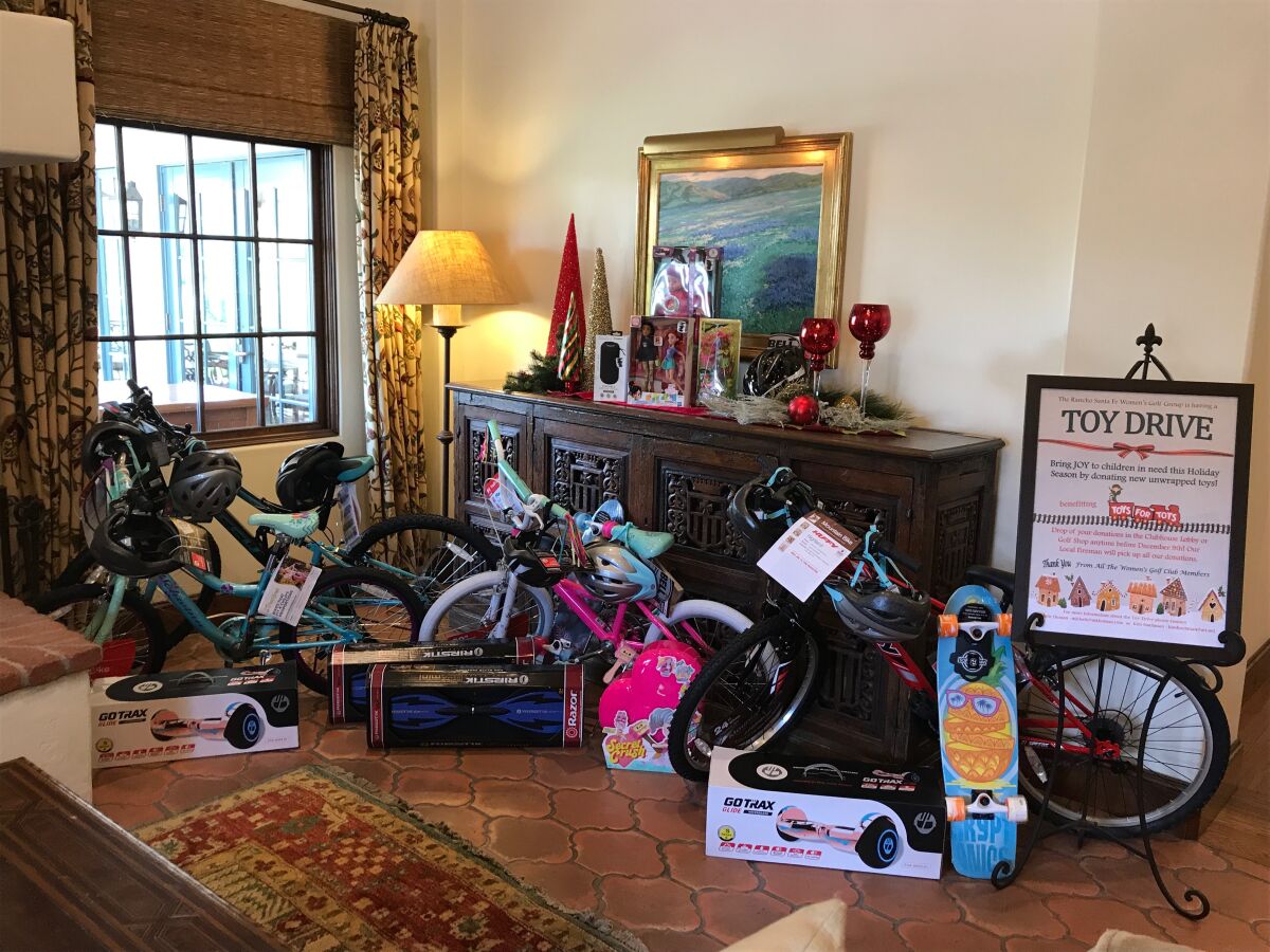 The Rancho Santa Fe Women's Golf Group's collection of donated toys.
