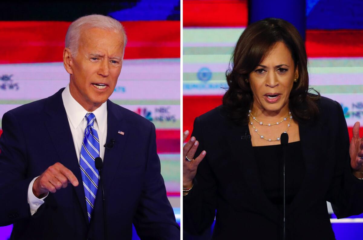 Former Vice President Joe Biden and California Sen. Kamala Harris 