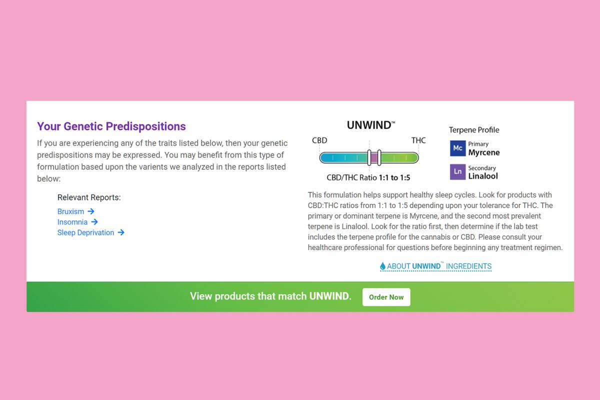 Screenshot of a genetic analysis report