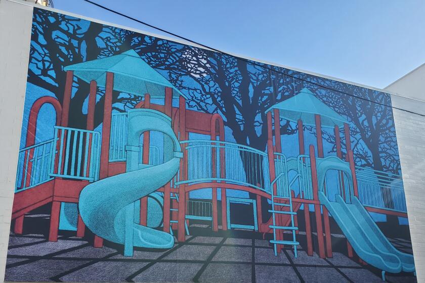Amy Adler’s new mural, "Location," is on the Kline Street side of a building at 7661 Girard Ave. in La Jolla.