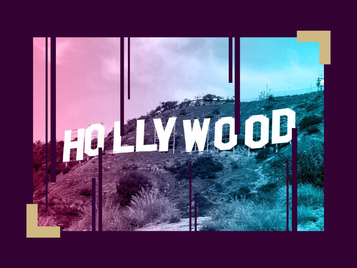 colorized photo illustration of the Hollywood sign