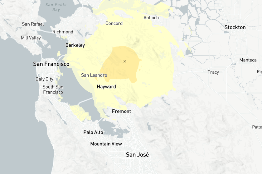 Map showing location of 3.8 earthquake in San Ramon