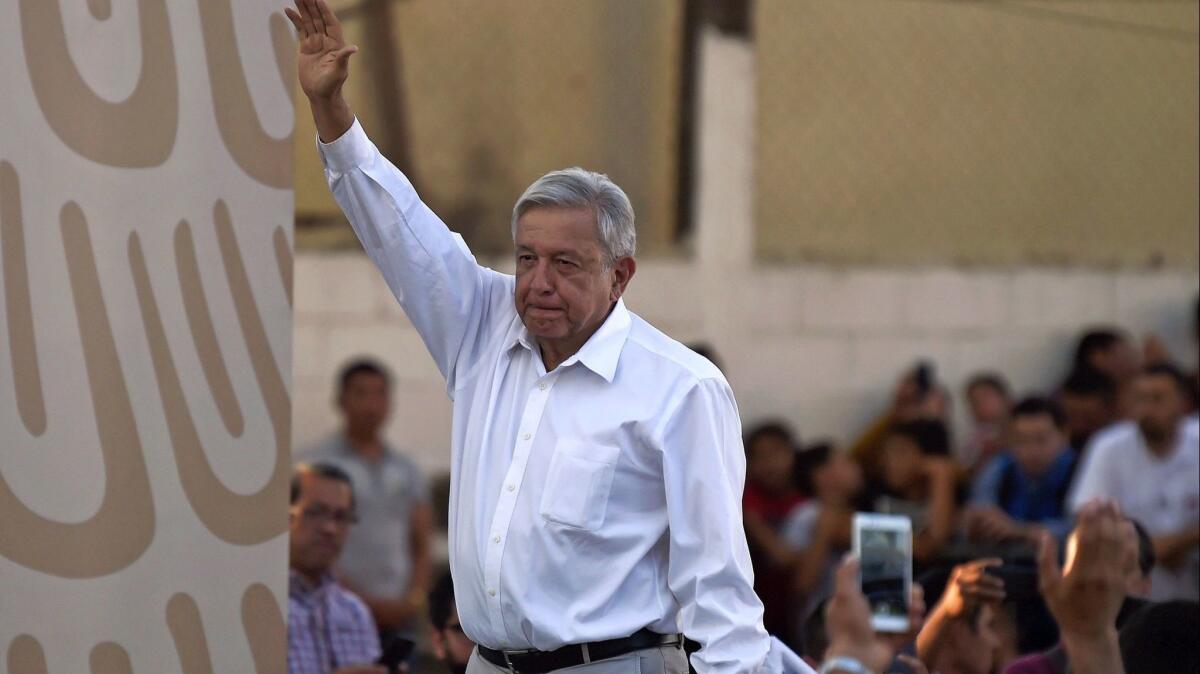 Mexican President Andres Manuel Lopez Obrador, shown in Badiraguato, Mexico, pledged during his campaign to improve wages and working conditions.