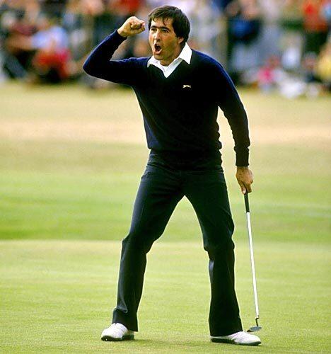 In July 1984, Seve Ballesteros of Spain holes out on the final green to win the British Open at St. Andrews in Scotland.