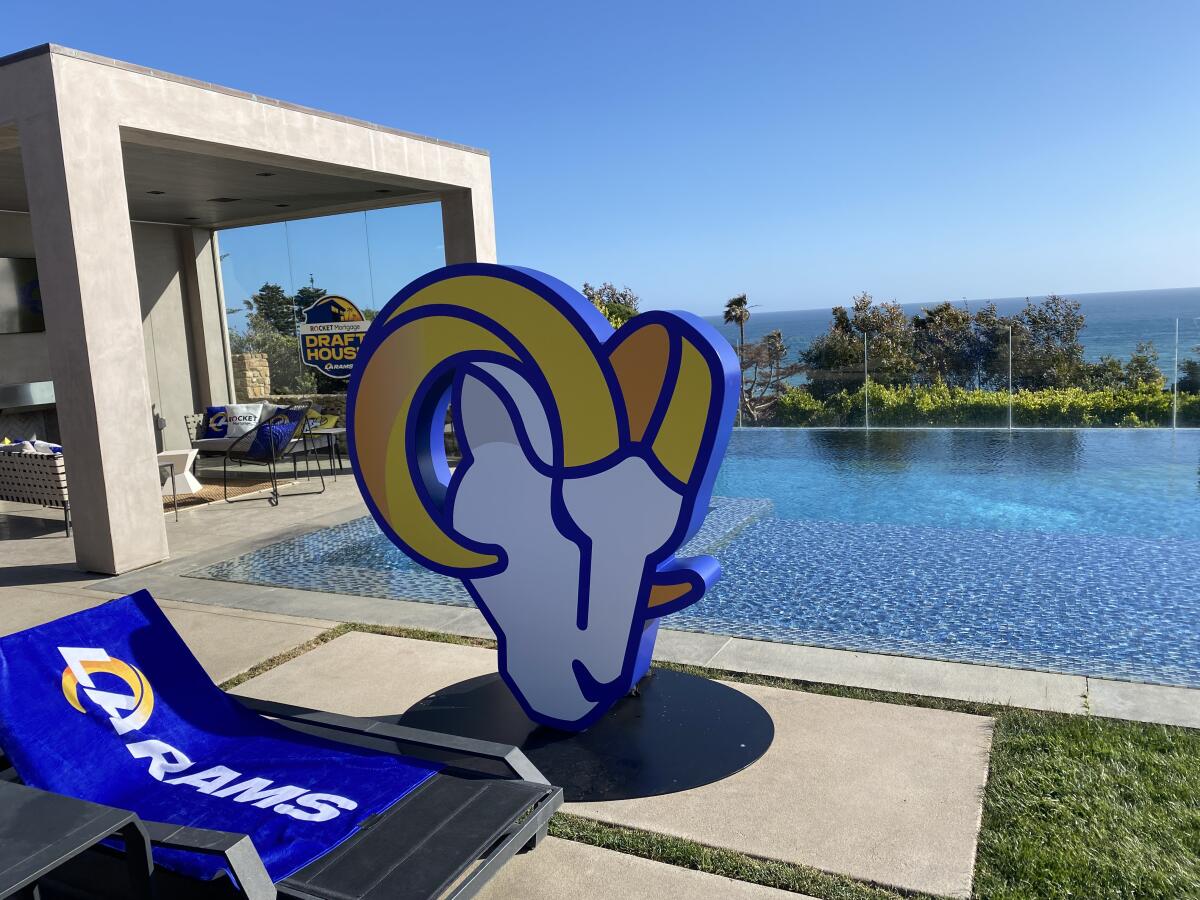 The Rams' NFL draft headquarters, a house in Malibu with a pool in the back.