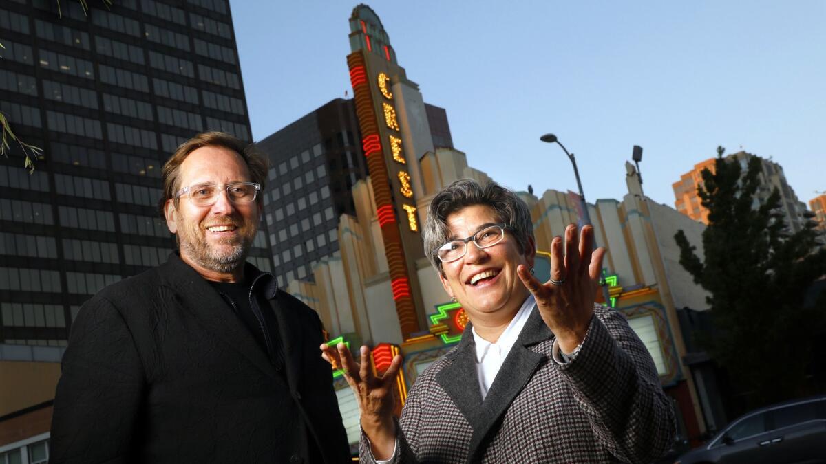 Brett Steele, left, dean of the UCLA School of the Arts and Architecture, and Kristy Edmunds, director of UCLA’s Center for the Art of Performance.