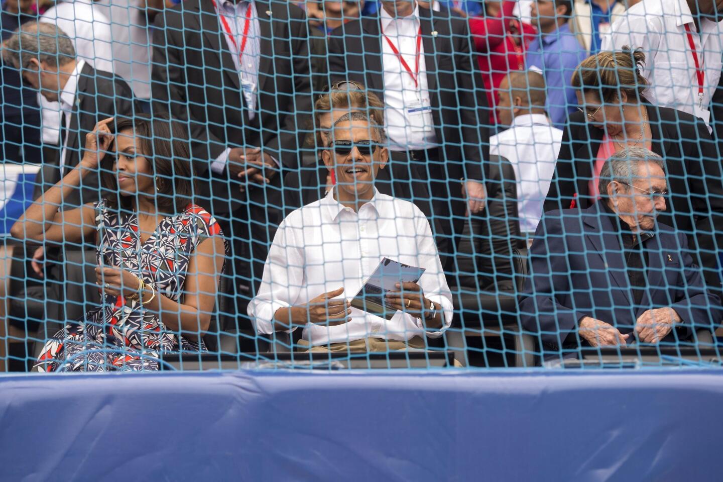 Obama at baseball game in Cuba