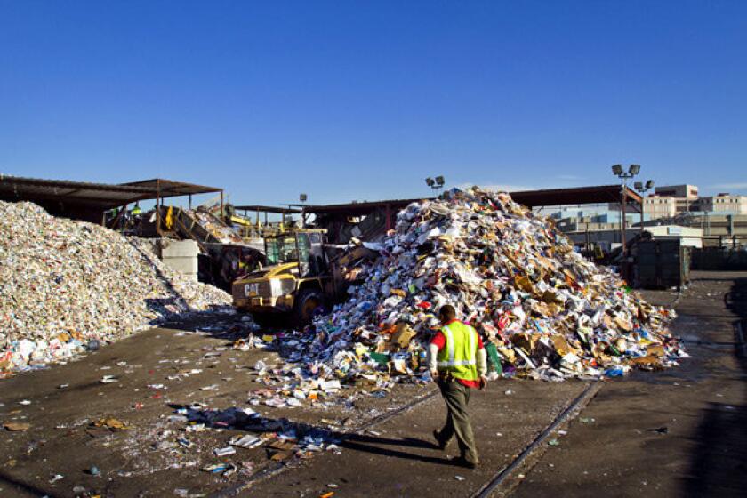 Los Angeles said that it diverts 65% of its 10 million tons of annual trash from landfills, putting it at the top of big-city efforts, and that the city has a goal of 70% by 2013. That includes recycling plastics and polystyrene marked with Nos. 1 through 7 in those little triangles. The polystyrene cups, containers and packaging can be recycled for use in home building materials, city officials said.