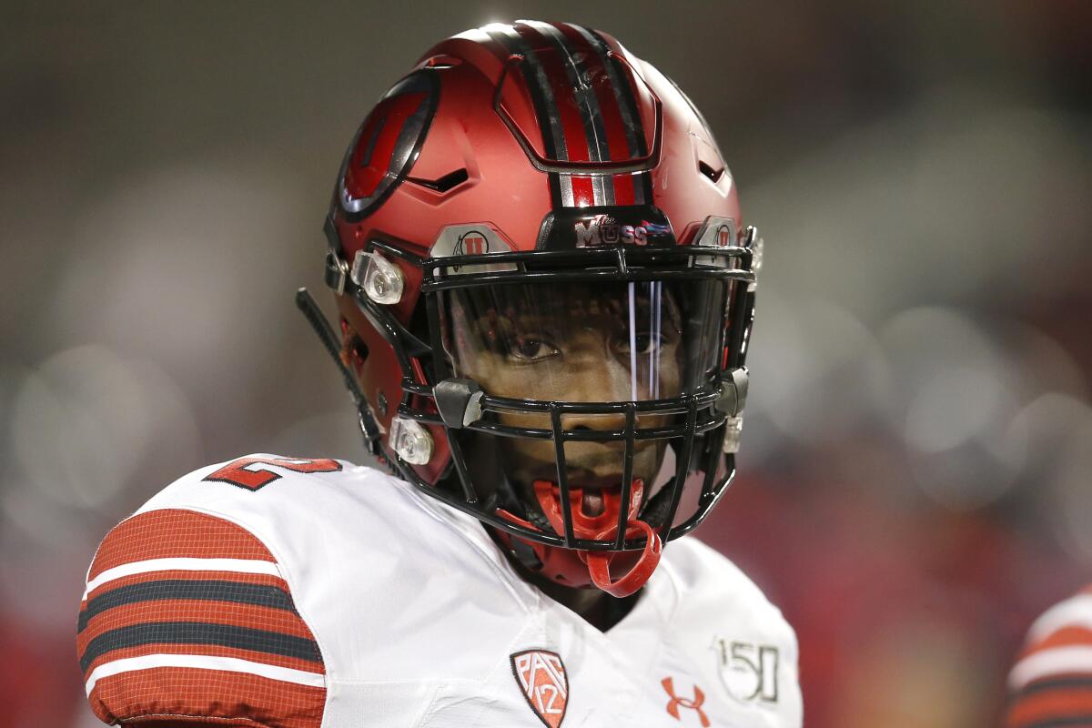 Utah defensive back Aaron Lowe in the first half during a game against Arizona.