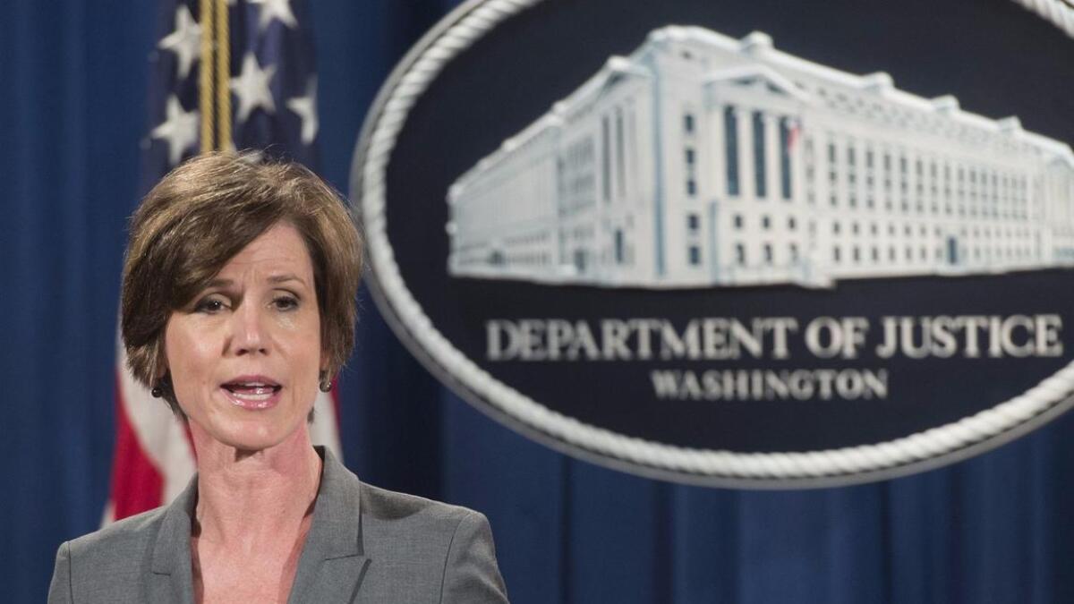 Former acting Atty. Gen. Sally Yates.