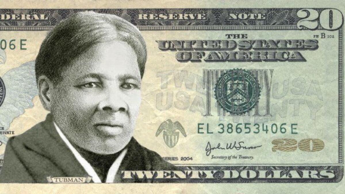 A rendering of a $20 bill with an image of Harriet Tubman instead of Andrew Jackson.