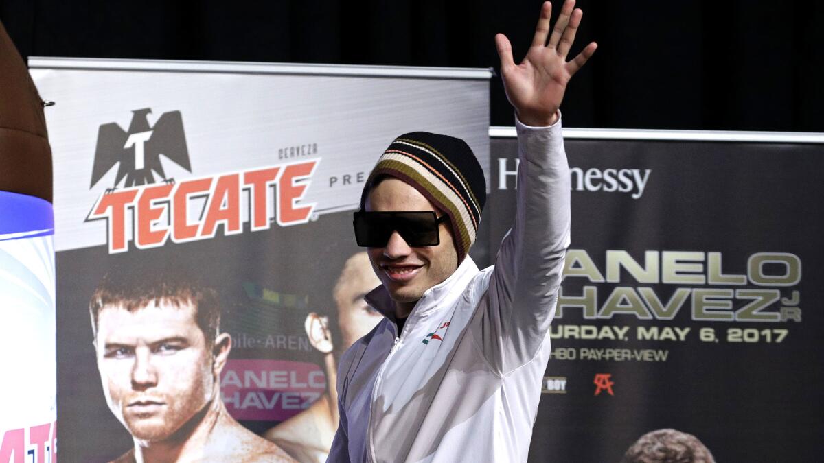 Julio Cesar Chavez Jr. arrives at a news conference in Las Vegas on Wednesday.