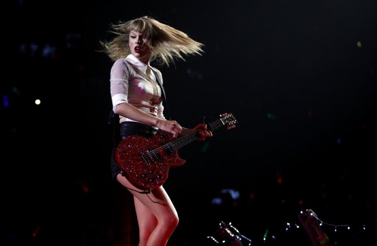 Taylor Swift performing at Staples Center in Los Angeles in 2009.