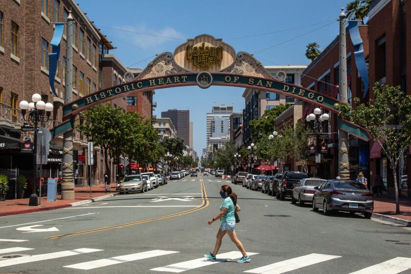 SAN DIEGO, CA - JULY 21: The Gaslamp Quarter is abnormally quiet on what would have been the start of the 50th annual Comic Con International. July 21, 2020 in San Diego, CA. (Jarrod Valliere / The San Diego Union-Tribune)