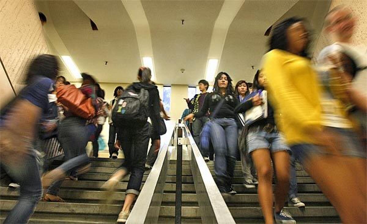 Students rush between class periods at Fairfax High School.