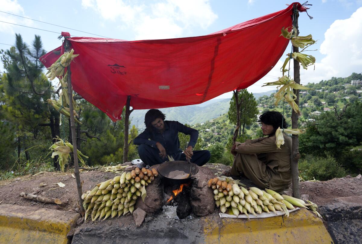 Street vendor beneath a canopy in Murree, Pakistan