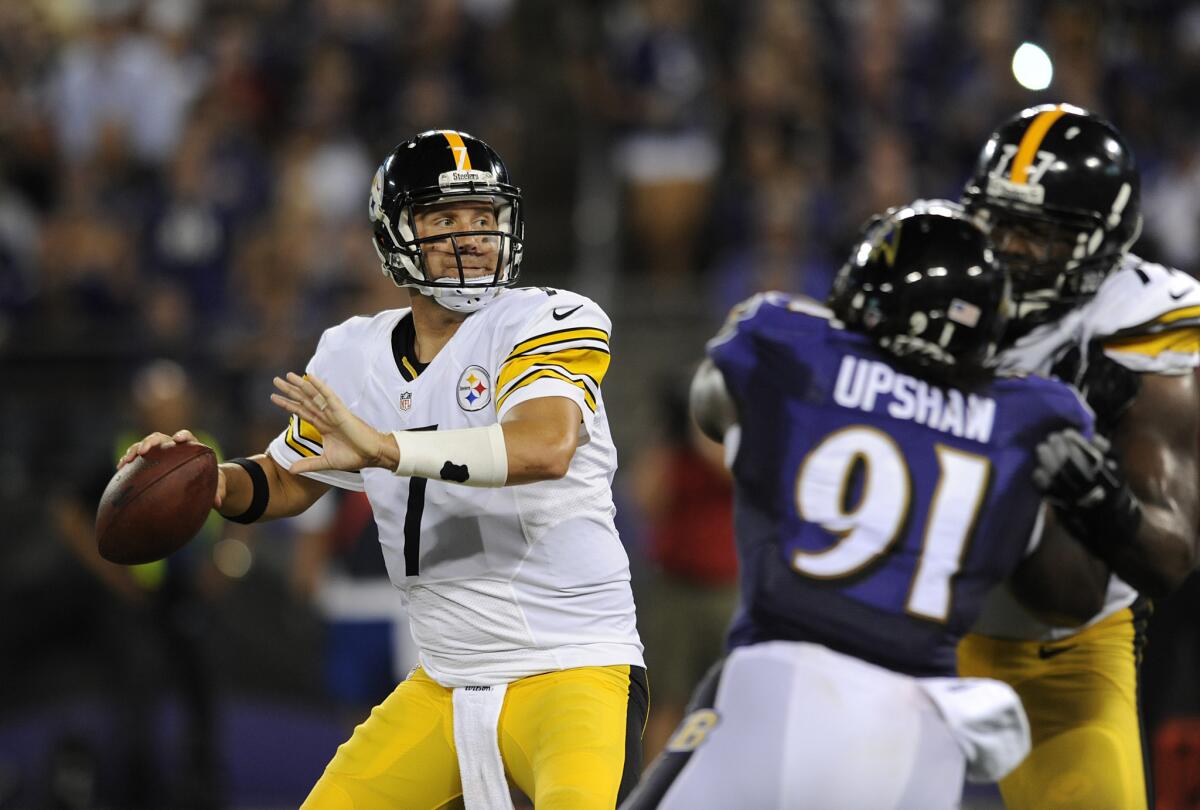 Pittsburgh Steelers quarterback Ben Roethlisberger takes on the Baltimore Ravens.