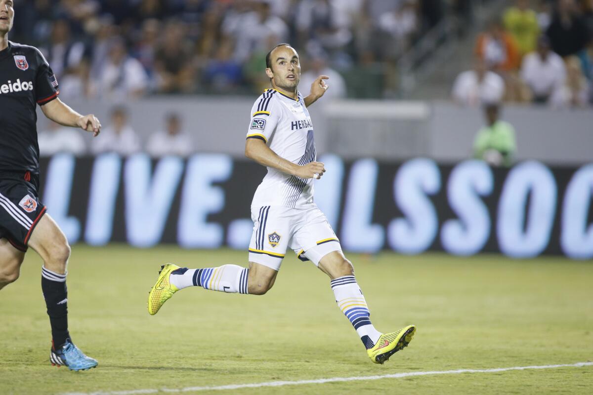 Galaxy forward Landon Donovan runs down the field against D.C. United on Aug. 27.