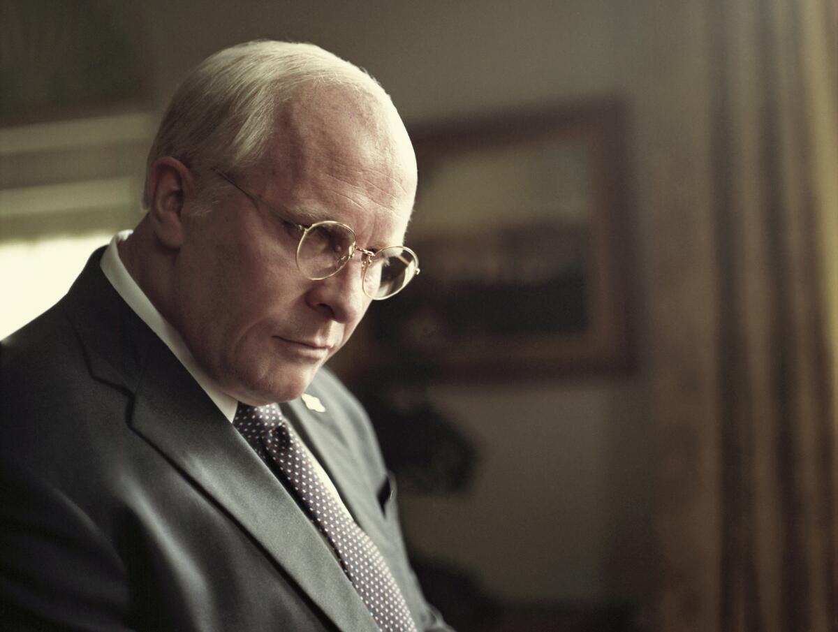 This image released by Annapurna Pictures shows Christian Bale as Dick Cheney, left, and Amy Adams as Lynne Cheney in a scene from "Vice."