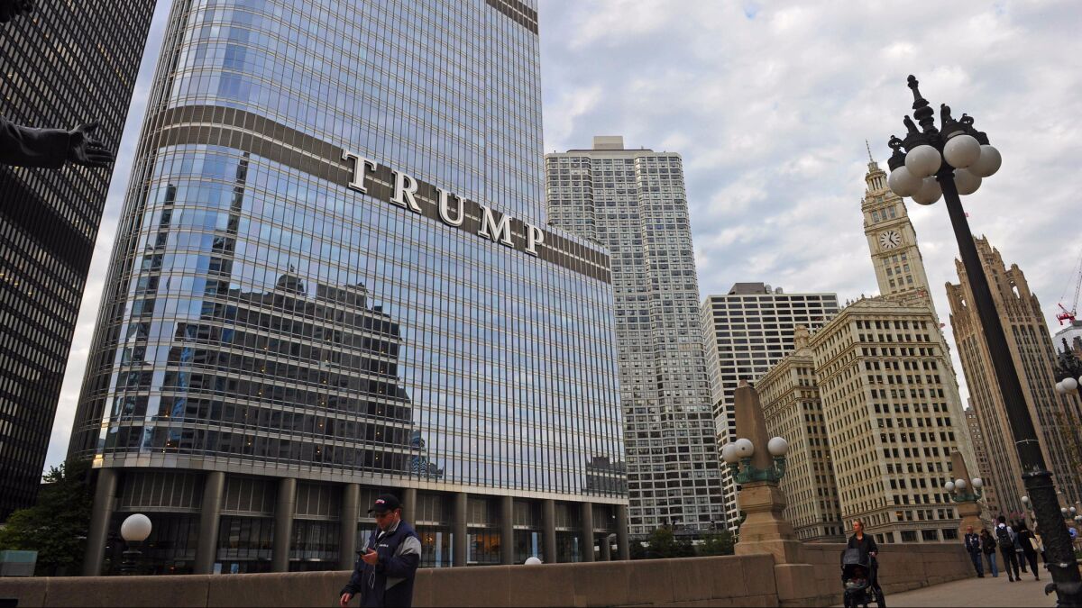 A man walks in front of the Trump Tower in Chicago last week.