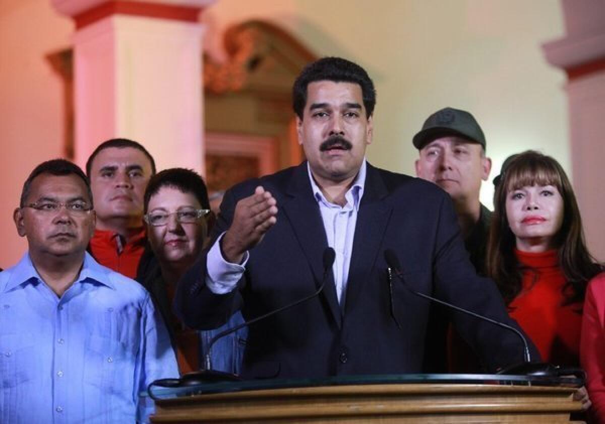Venezuelan Vice President Nicolas Maduro addresses the nation from Caracas.