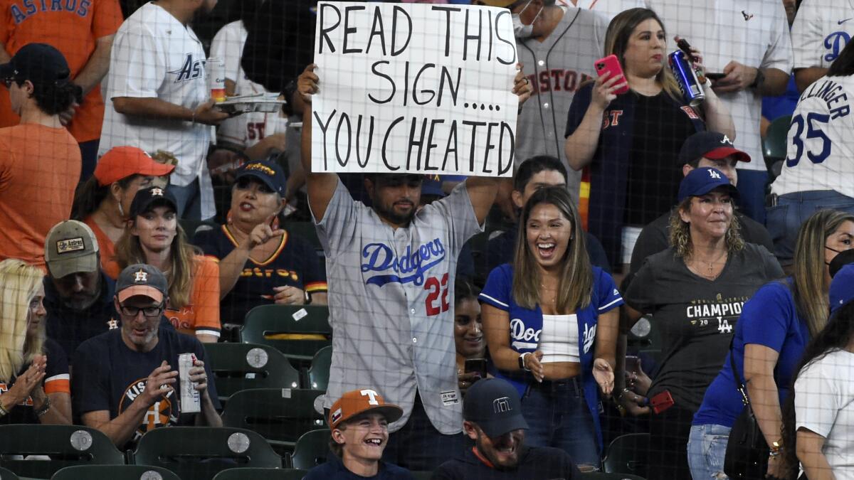 Dodgers fans must boo Houston Astros for stolen World Series - Los Angeles  Times