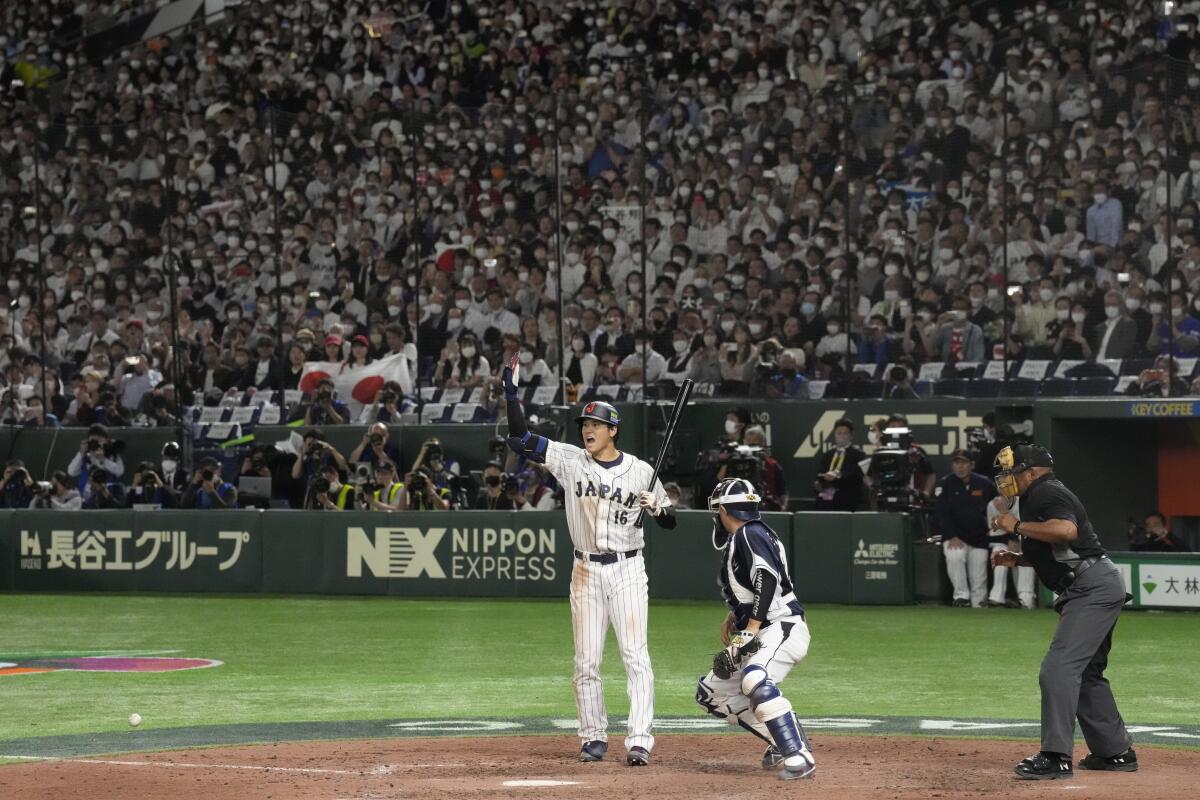 Japanese Shohei Ohtani appears prior to the World Baseball Classic (WBC)  Pool B match between Japan