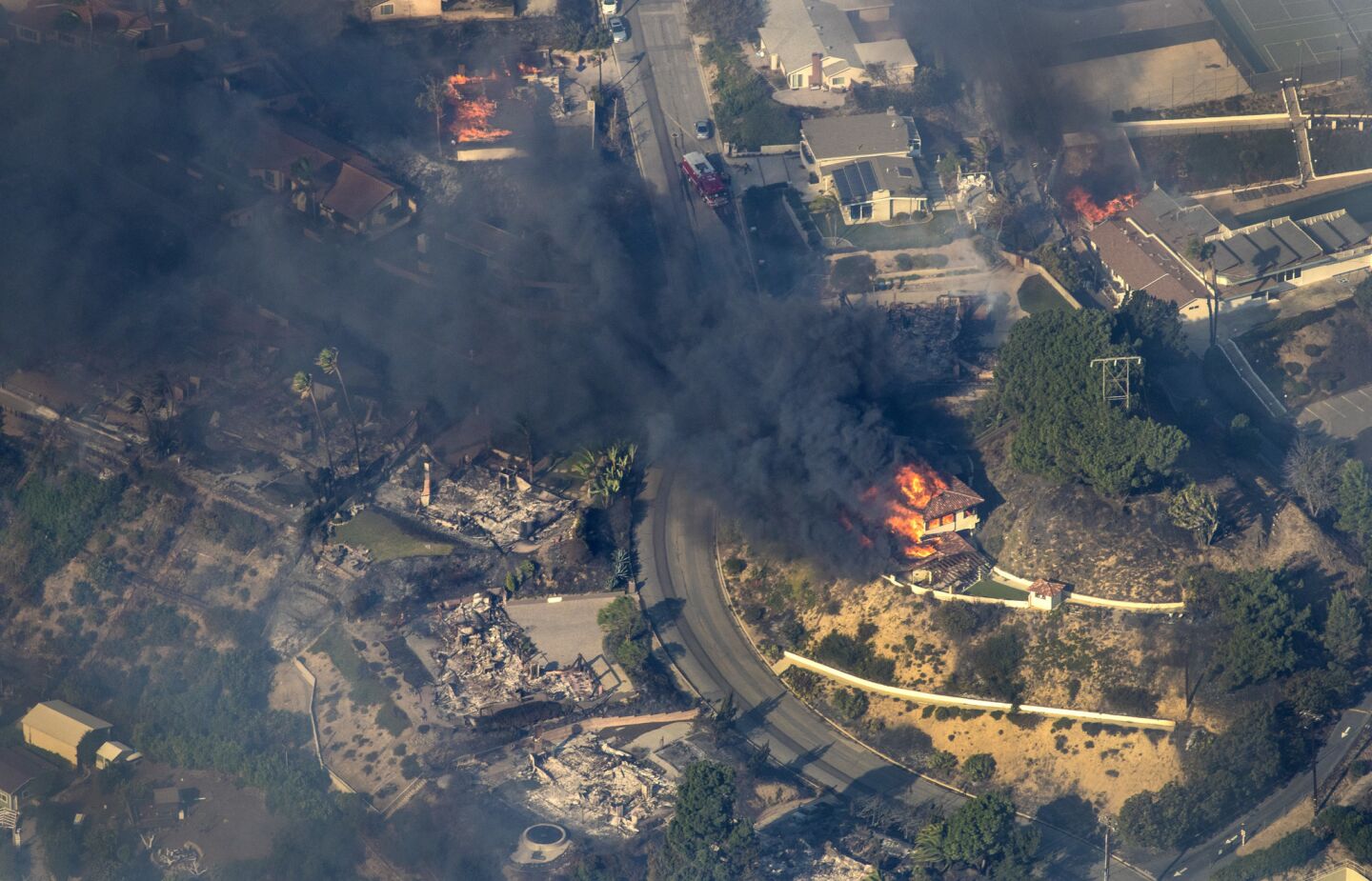Aerial view of the Thomas fire in Ventura County.