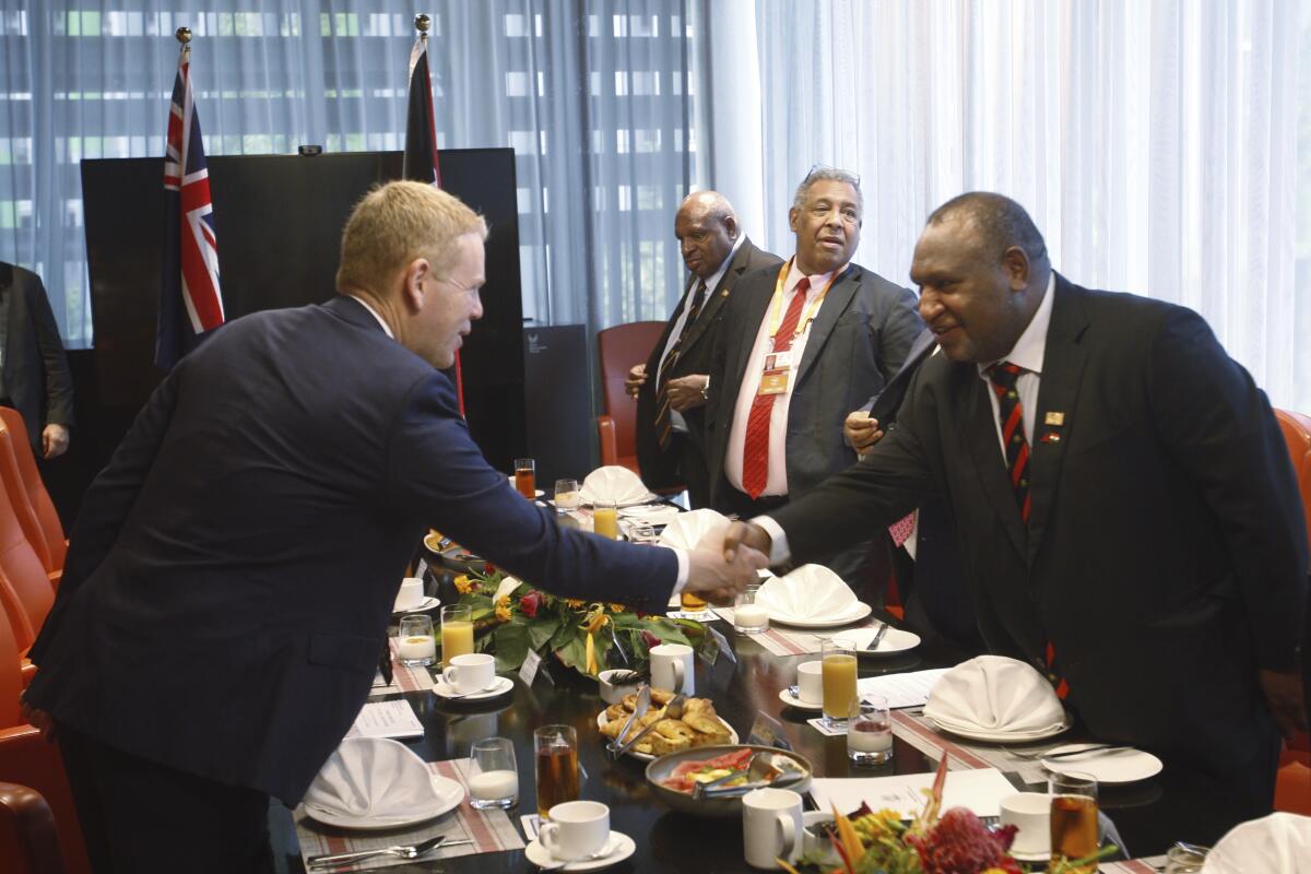 Pacific nation leaders shaking hands