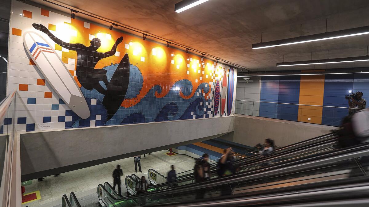 The new Line 4 in the Rio de Janiero subway linked to the Barra da Tijuca neighborhood, an epicenter for the recently completed Olympic Games.