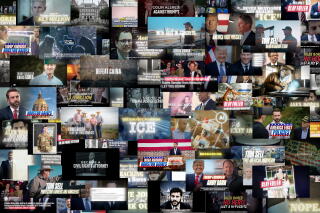 Photo montage of many screenshots from political advertisements.