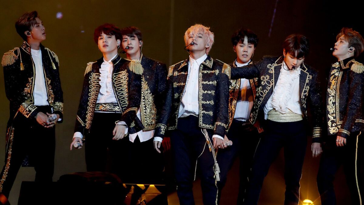 BTS performing in L.A. in 2018
