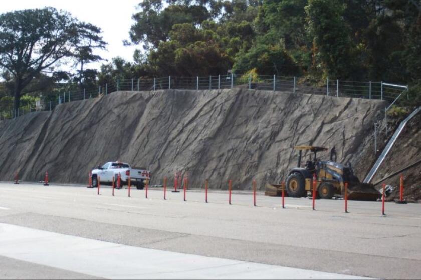 Work will continue on the Torrey Pines Slope restoration project through at least the summer months of 2019. Photo taken May 28.