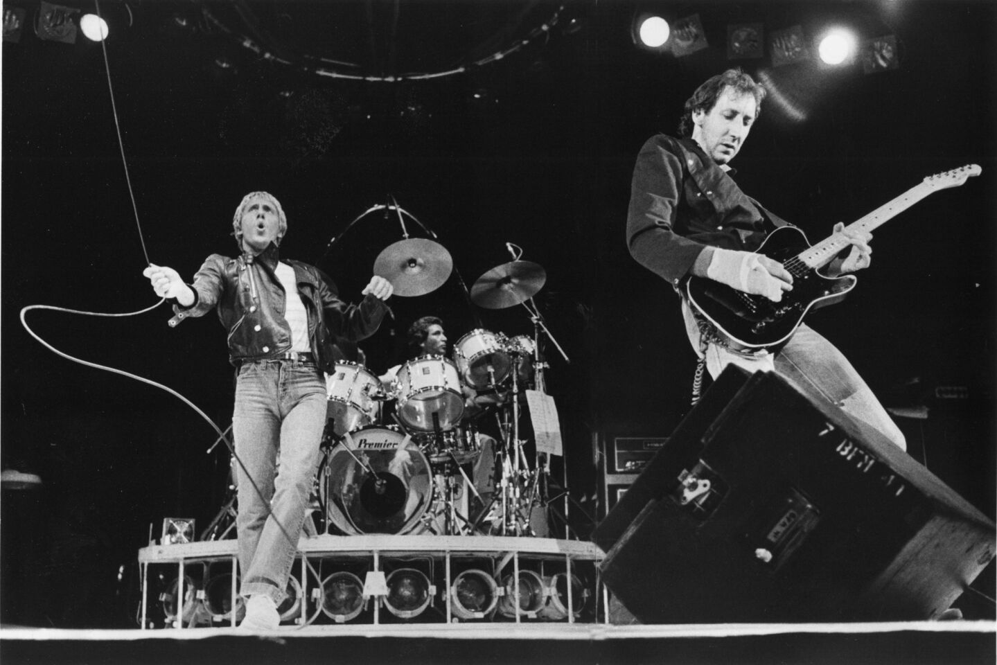 The Who's Roger Daltrey, left, drummer Kenney Jones and Pete Townshend rock the Sports Arena on June 24, 1980.