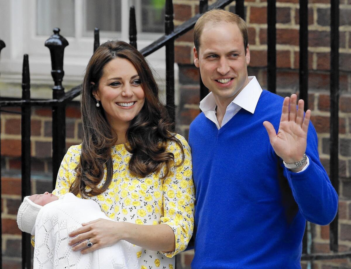 The Duke and Duchess of Cambridge with their new baby, Princess Charlotte, at St. Mary's Hospital in London.