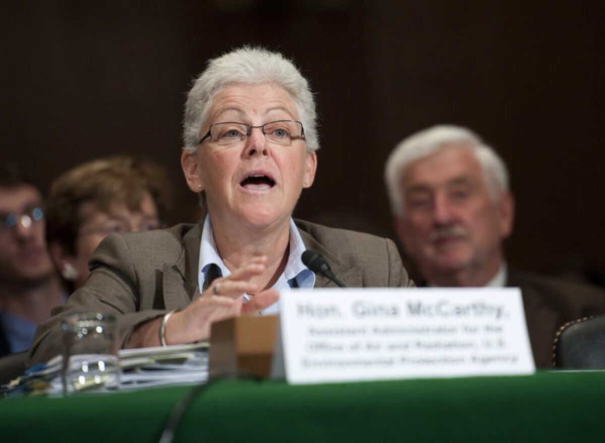 Gina McCarthy, seen during the Senate Environment and Public Works Subcommittee on Clean Air and Nuclear Safety hearing.