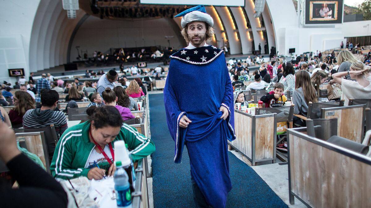 Sto Strouss, dressed as Prof. Albus Dumbledore, attends the L.A. Philharmonic performance of John Williams' music for "Harry Potter and the Sorceror's Stone" at the Hollywood Bowl.