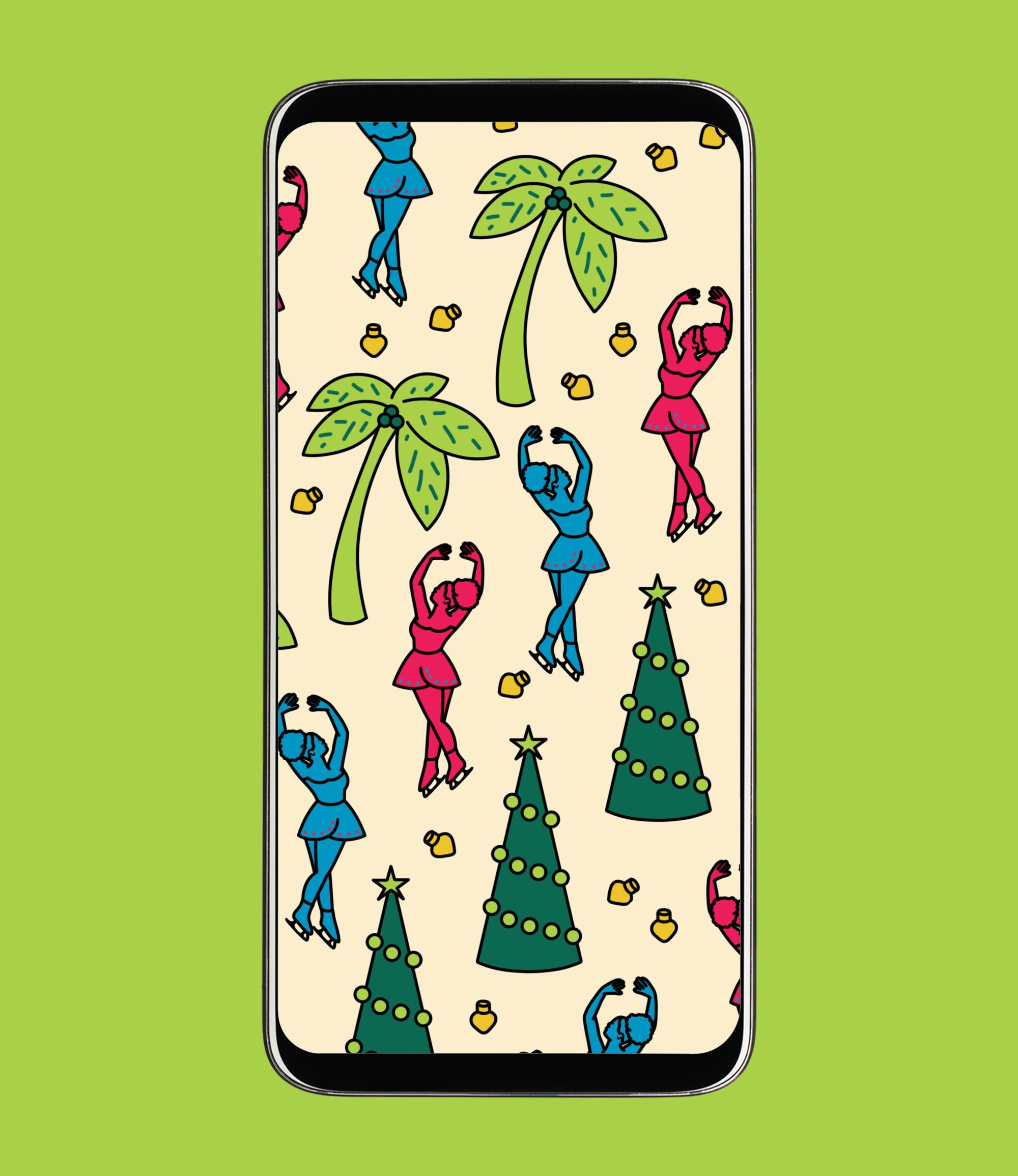 Mockup of a phone background with a Christmas illustration.