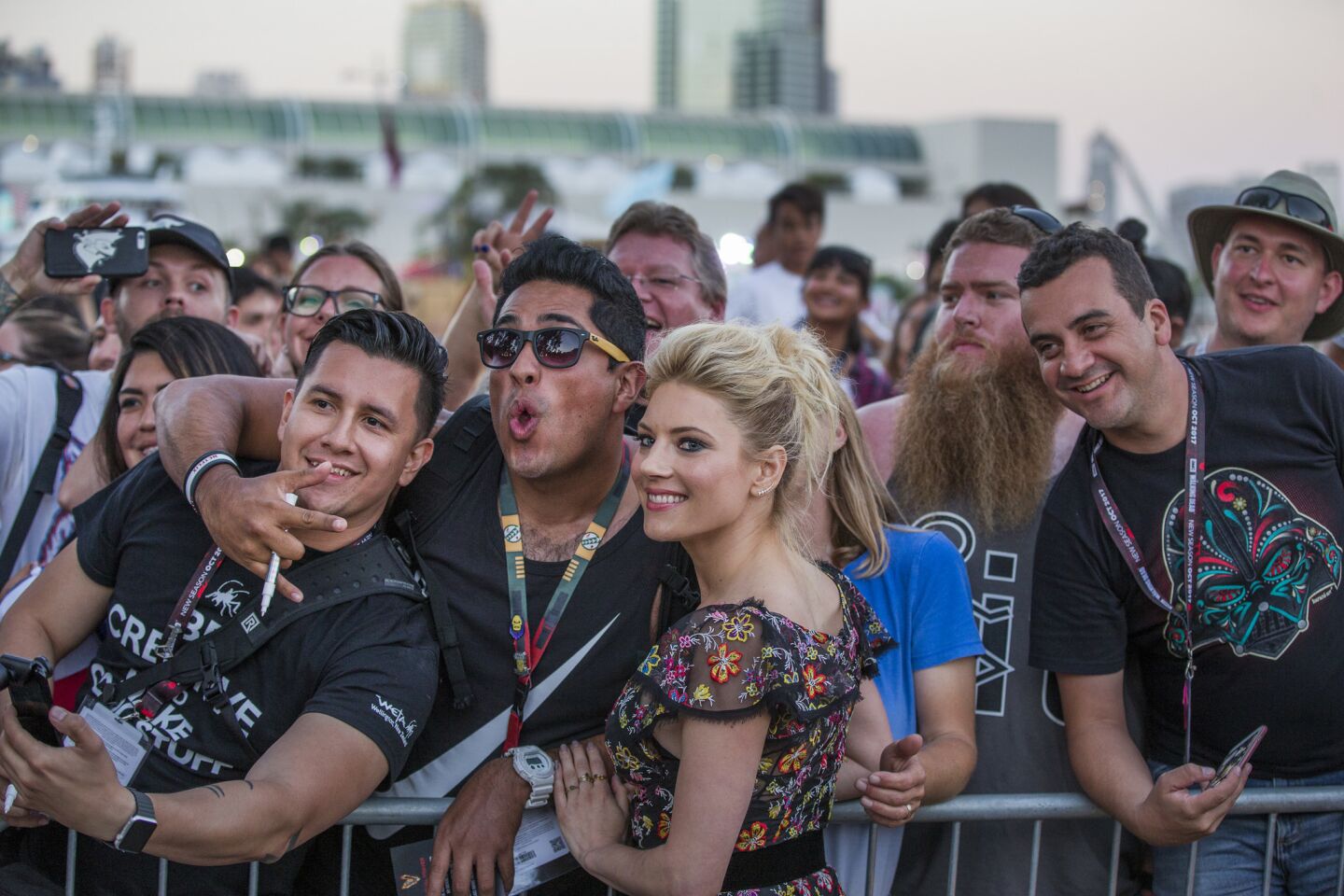 Katheryn Winnick, who plays Lagertha in the History Channel's "Vikings," poses for photos with fans.