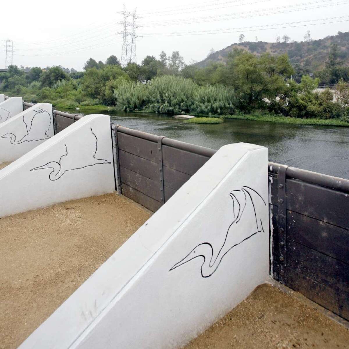 The L.A. River as seen from the Glendale Narrows Riverwalk.